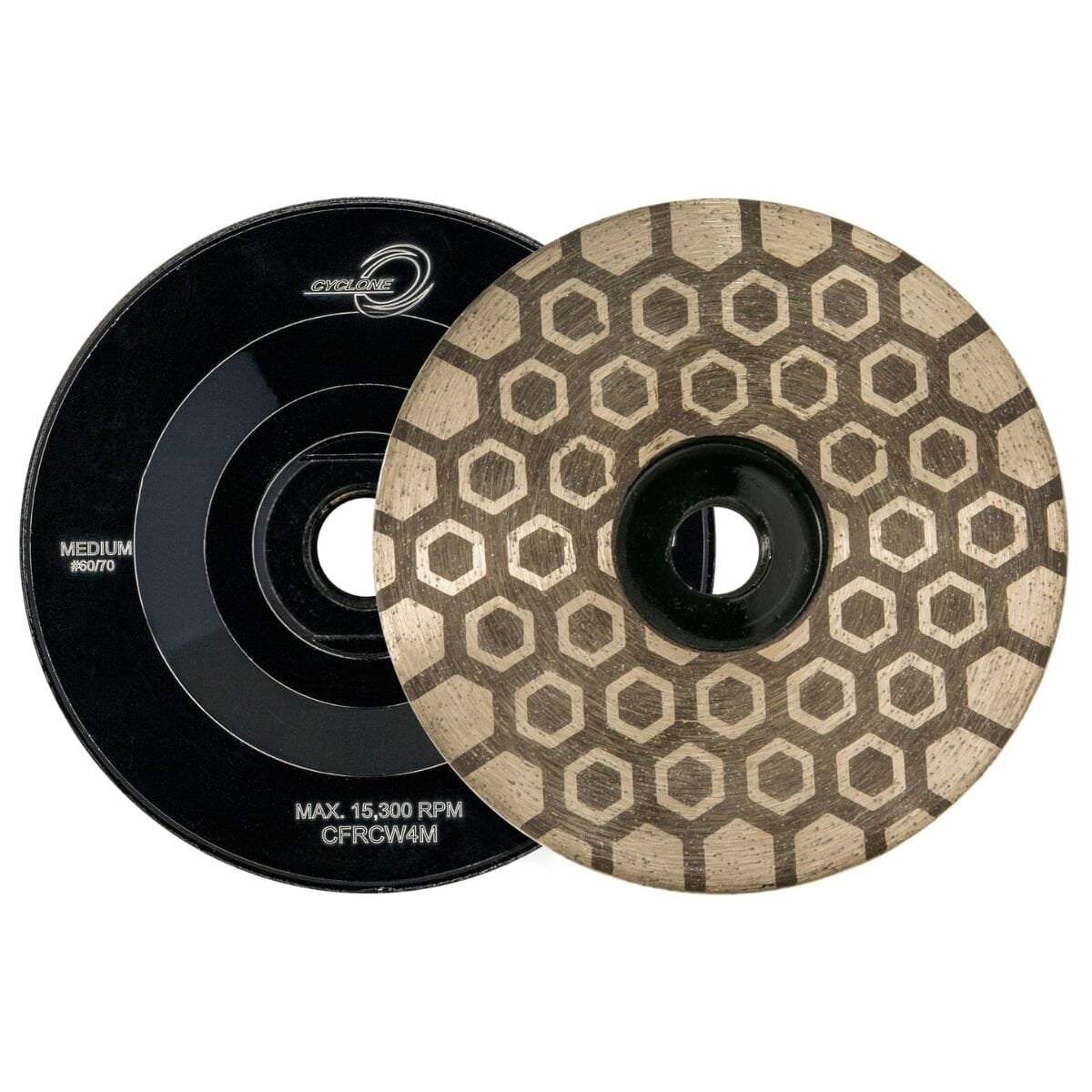 Cyclone Hex Flat Cup Wheel - 4" Medium w/Resin