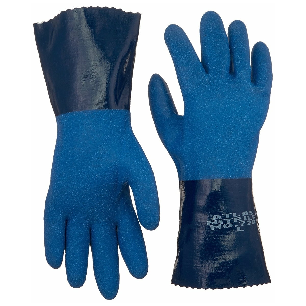 Atlas Nitrile Pro-720 Blue Gloves, Flock Lined, 12 pairs, X-Large