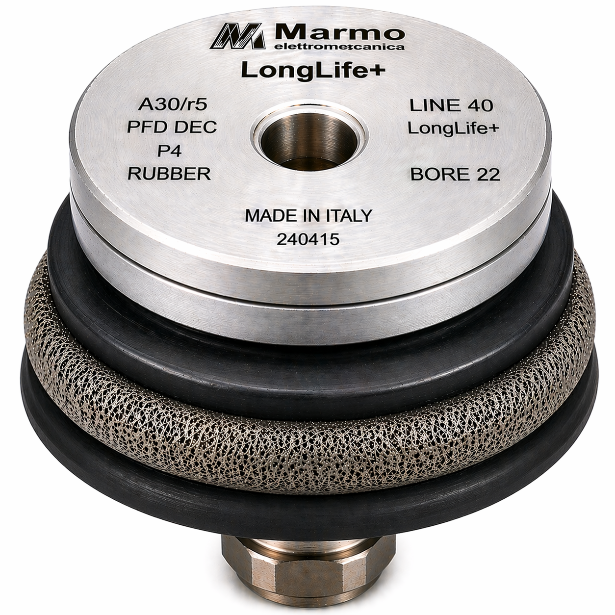 Marmo Elettromeccanica LongLife+ Profile Wheel - Line 40, P4 Rubber, Longlife+, A30/r5 PFD DEC, Bore 22 Fitting