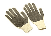 Black Double Dot (Both Sides) White Gloves, White Band, 12 pairs, Large