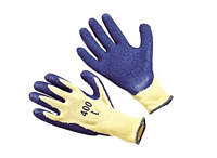 Blue Latex Coated Yellow Glove, 12 pairs, Large