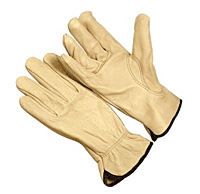 Cowhide Leather Driver Gloves, Green Band, 12 pairs, Medium