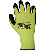 Cordova Contact High Vision Green Foam Latex Palm Gloves, 12 pairs