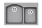 Double Offset Bowl, D-Shaped, Low-Divide, Granite Comp - Light Grey