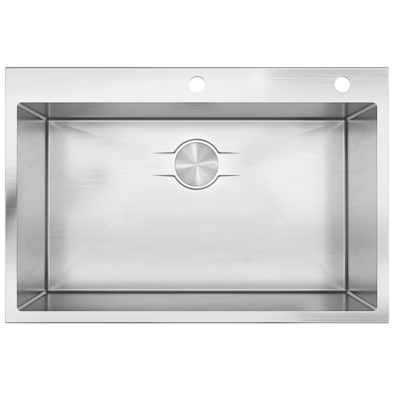 Large Single Bowl - 16g LZ Series, 33" Drop-In with 2 Holes - 801073