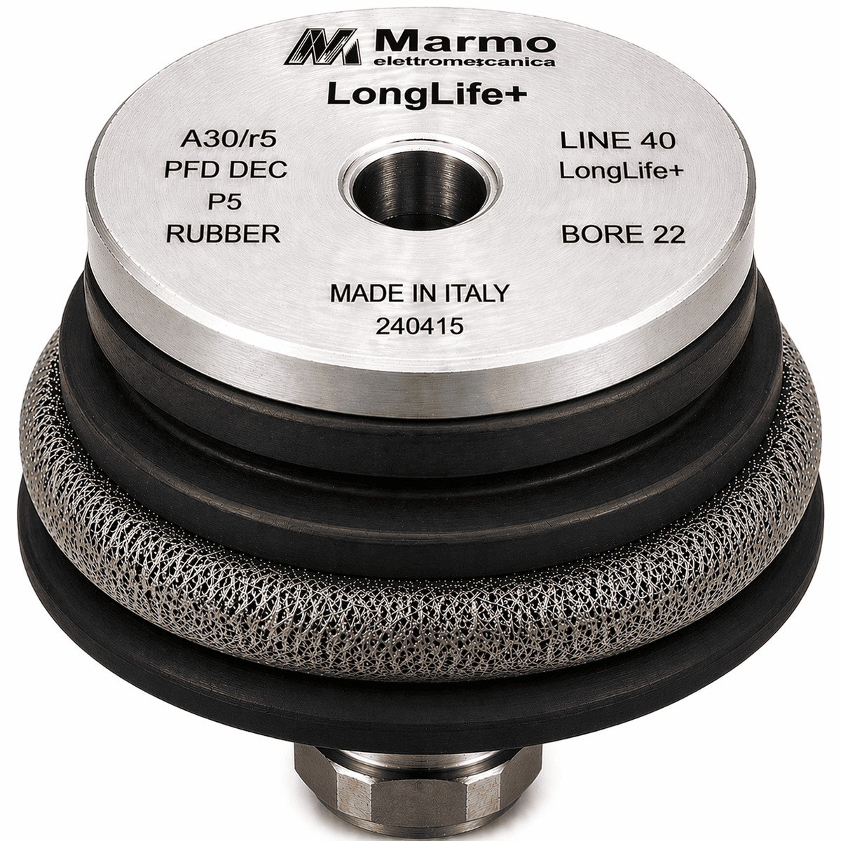 Marmo Elettromeccanica LongLife+ Profile Wheel - Line 40, P5 Rubber, Longlife+, A30/r5 PFD DEC, Bore 22 Fitting
