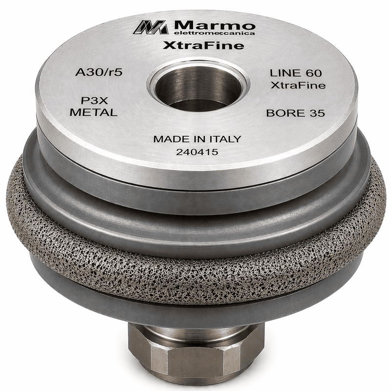 Marmo Elettromeccanica XtraFine Profile Wheel - Line 60, P3X Metal, XtraFine, A30/r5, Bore 35 Fitting