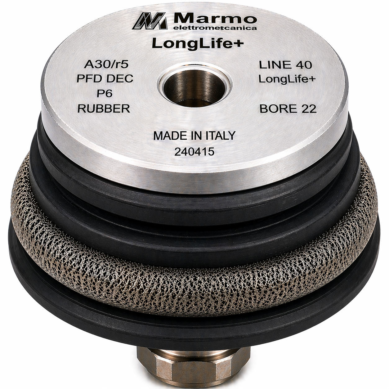 Marmo Elettromeccanica LongLife+ Profile Wheel - Line 40, P6 Rubber, Longlife+, A30/r5 PFD DEC, Bore 22 Fitting