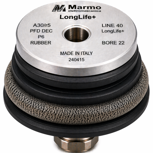 Marmo Elettromeccanica LongLife+ Profile Wheel - Line 40, P6 Rubber, Longlife+, A30/r5 PFD DEC, Bore 22 Fitting